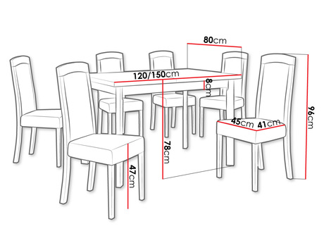 Wymiary stołu i krzeseł